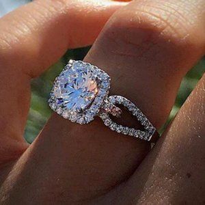 New Bridal Wedding White Sapphire Engagement Ring